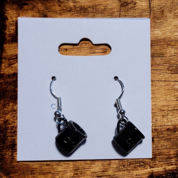 Black Coffee Cup Earrings - Picture 1 of 2